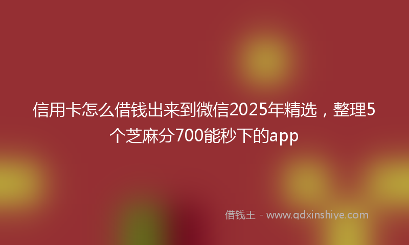 信用卡怎么借钱出来到微信2025年精选，整理5个芝麻分700能秒下的app