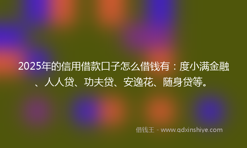 2025年的信用借款口子怎么借钱有：度小满金融、人人贷、功夫贷、安逸花、随身贷等。