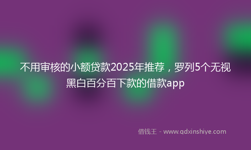 不用审核的小额贷款2025年推荐，罗列5个无视黑白百分百下款的借款app