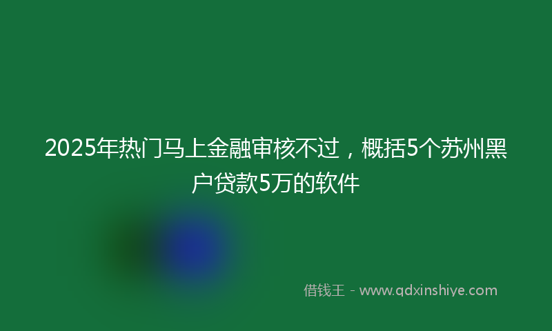 2025年热门马上金融审核不过，概括5个苏州黑户贷款5万的软件