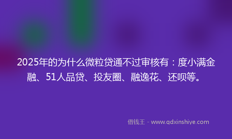2025年的为什么微粒贷通不过审核有：度小满金融、51人品贷、投友圈、融逸花、还呗等。