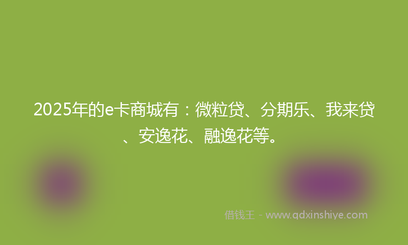 2025年的e卡商城有：微粒贷、分期乐、我来贷、安逸花、融逸花等。