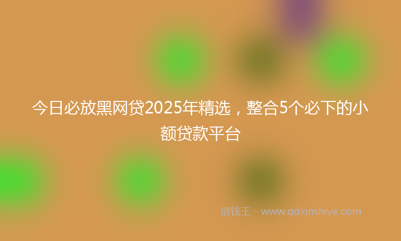 今日必放黑网贷2025年精选，整合5个必下的小额贷款平台