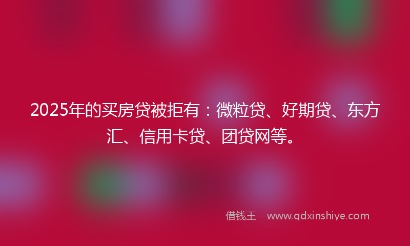 2025年的买房贷被拒有：微粒贷、好期贷、东方汇、信用卡贷、团贷网等。