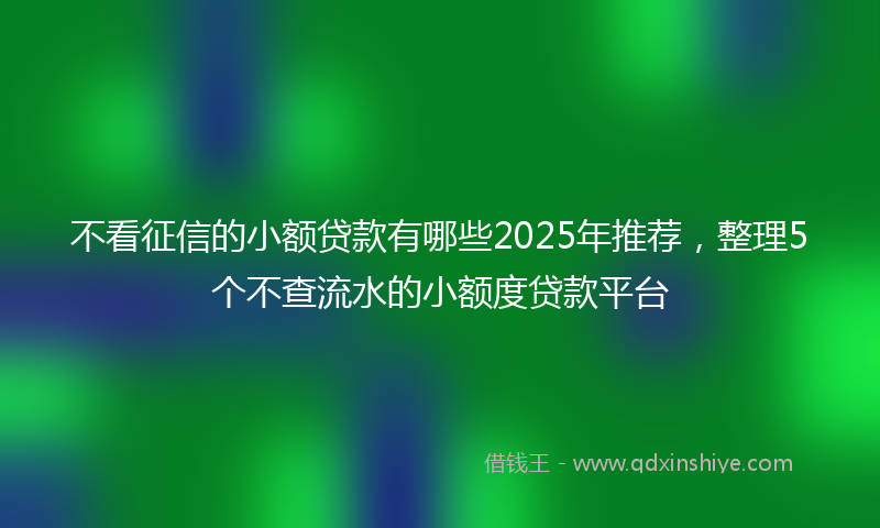 不看征信的小额贷款有哪些2025年推荐，整理5个不查流水的小额度贷款平台