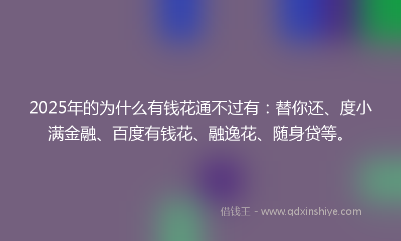 2025年的为什么有钱花通不过有：替你还、度小满金融、百度有钱花、融逸花、随身贷等。