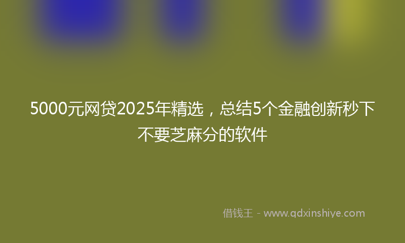 5000元网贷2025年精选，总结5个金融创新秒下不要芝麻分的软件
