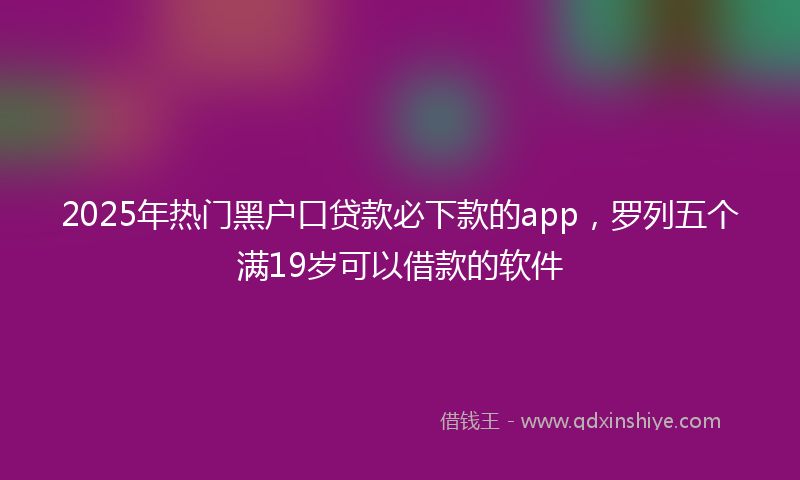 2025年热门黑户口贷款必下款的app，罗列五个满19岁可以借款的软件