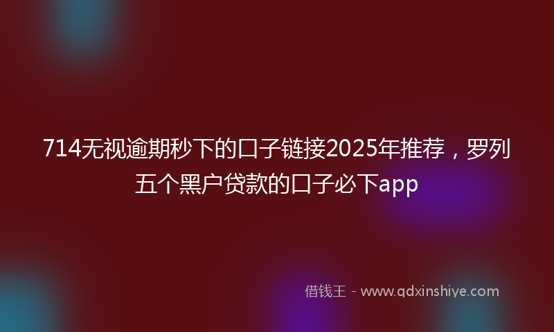 714无视逾期秒下的口子链接2025年推荐，罗列五个黑户贷款的口子必下app