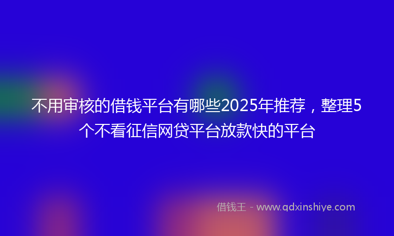 不用审核的借钱平台有哪些2025年推荐，整理5个不看征信网贷平台放款快的平台
