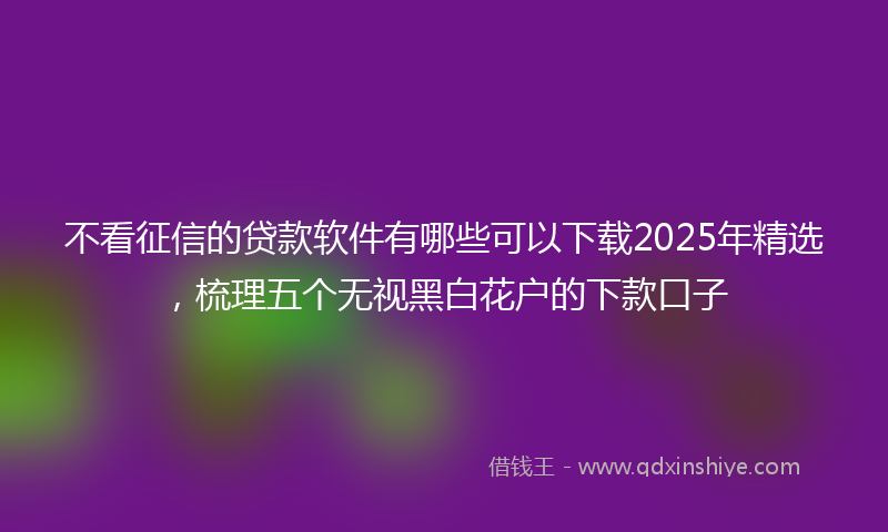不看征信的贷款软件有哪些可以下载2025年精选，梳理五个无视黑白花户的下款口子