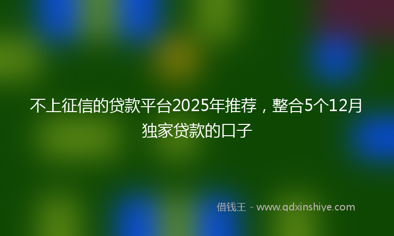 不上征信的贷款平台2025年推荐，整合5个12月独家贷款的口子