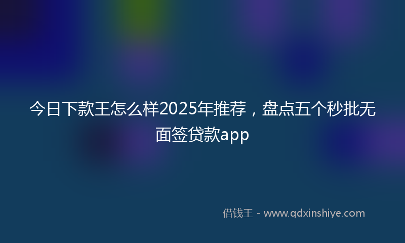 今日下款王怎么样2025年推荐，盘点五个秒批无面签贷款app