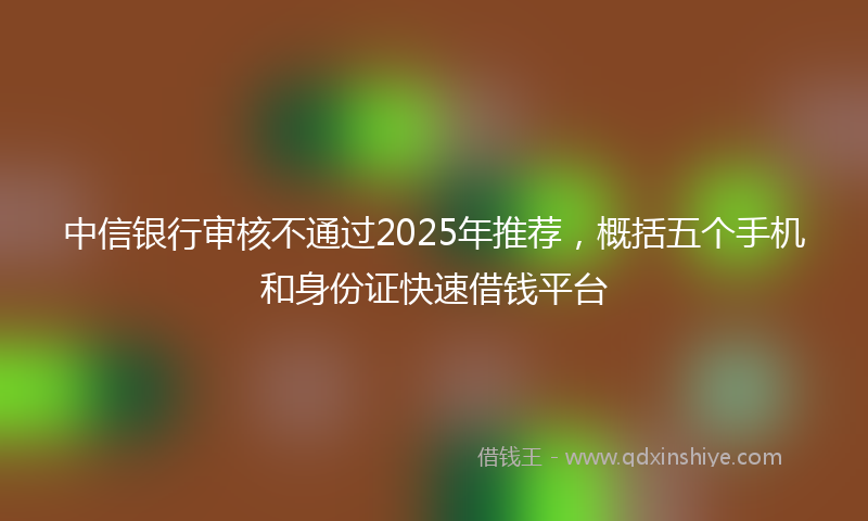 中信银行审核不通过2025年推荐，概括五个手机和身份证快速借钱平台