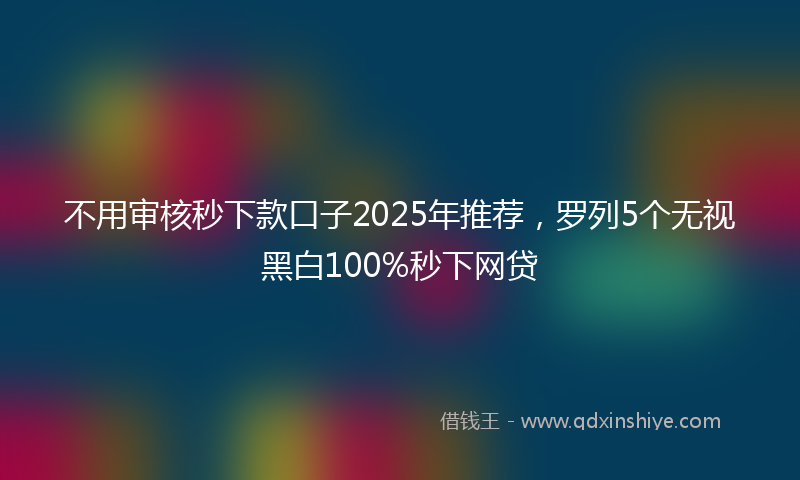 不用审核秒下款口子2025年推荐，罗列5个无视黑白100%秒下网贷