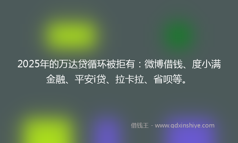 2025年的万达贷循环被拒有：微博借钱、度小满金融、平安i贷、拉卡拉、省呗等。