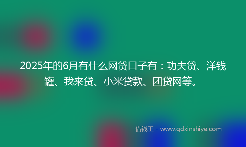 2025年的6月有什么网贷口子有：功夫贷、洋钱罐、我来贷、小米贷款、团贷网等。