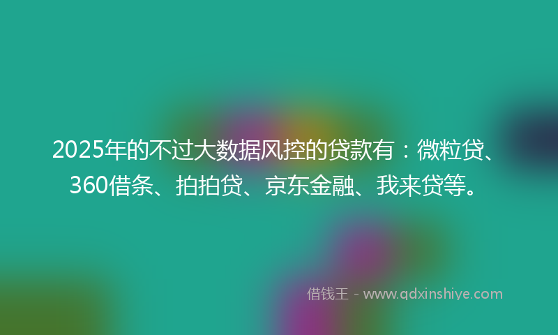 2025年的不过大数据风控的贷款有：微粒贷、360借条、拍拍贷、京东金融、我来贷等。