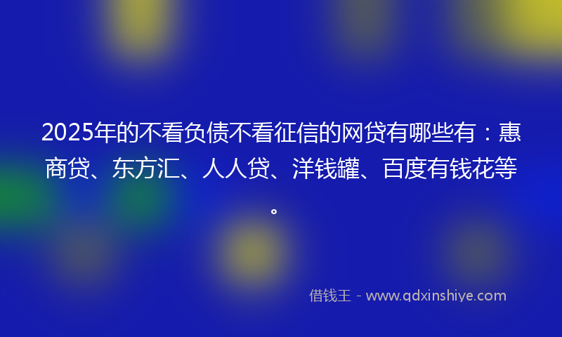 2025年的不看负债不看征信的网贷有哪些有：惠商贷、东方汇、人人贷、洋钱罐、百度有钱花等。