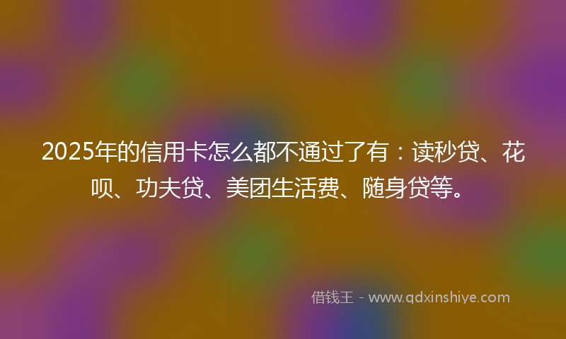 2025年的信用卡怎么都不通过了有:读秒贷、花呗、功夫贷、美团生活费、随身贷等。