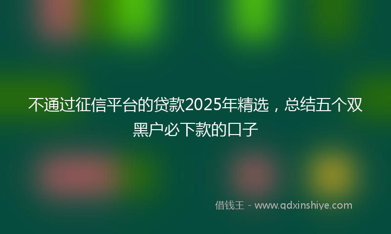 不通过征信平台的贷款2025年精选，总结五个双黑户必下款的口子