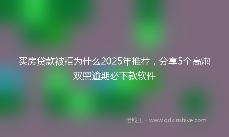 买房贷款被拒为什么2025年推荐，分享5个高炮双黑逾期必下款软件
