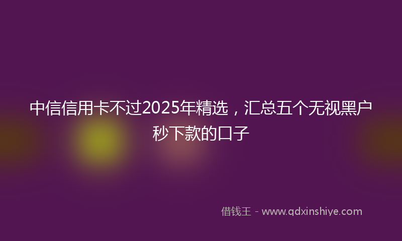 中信信用卡不过2025年精选，汇总五个无视黑户秒下款的口子