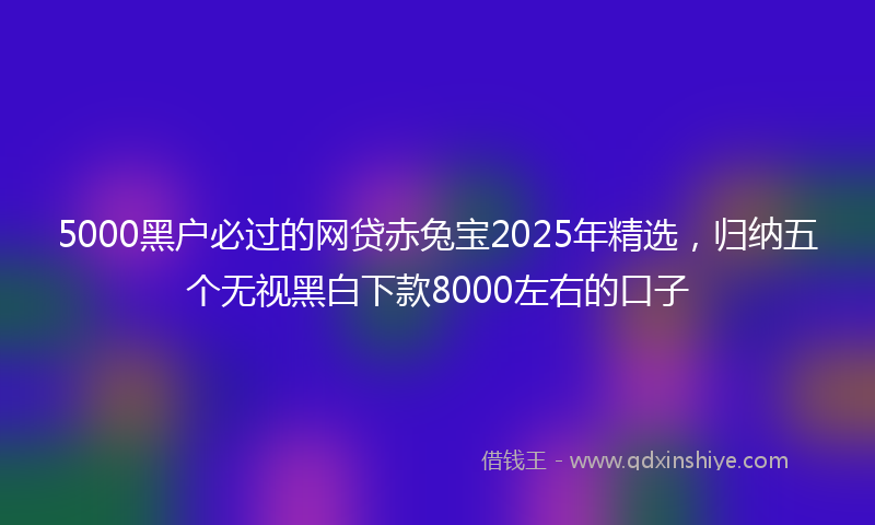 5000黑户必过的网贷赤兔宝2025年精选，归纳五个无视黑白下款8000左右的口子