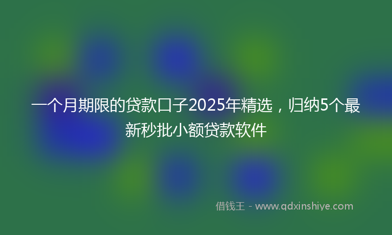 一个月期限的贷款口子2025年精选，归纳5个最新秒批小额贷款软件
