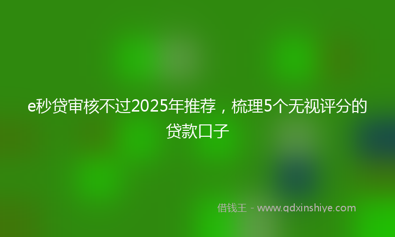 e秒贷审核不过2025年推荐，梳理5个无视评分的贷款口子