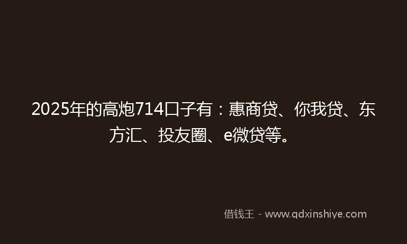 2025年的高炮714口子有：惠商贷、你我贷、东方汇、投友圈、e微贷等。
