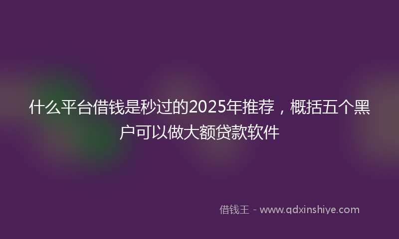 什么平台借钱是秒过的2025年推荐，概括五个黑户可以做大额贷款软件