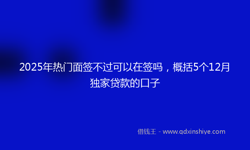 2025年热门面签不过可以在签吗，概括5个12月独家贷款的口子