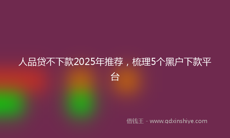 人品贷不下款2025年推荐，梳理5个黑户下款平台