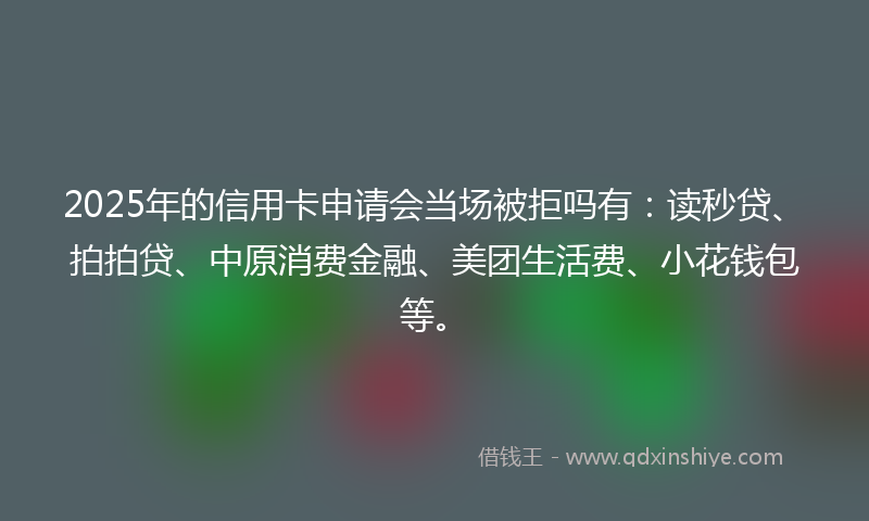 2025年的信用卡申请会当场被拒吗有：读秒贷、拍拍贷、中原消费金融、美团生活费、小花钱包等。