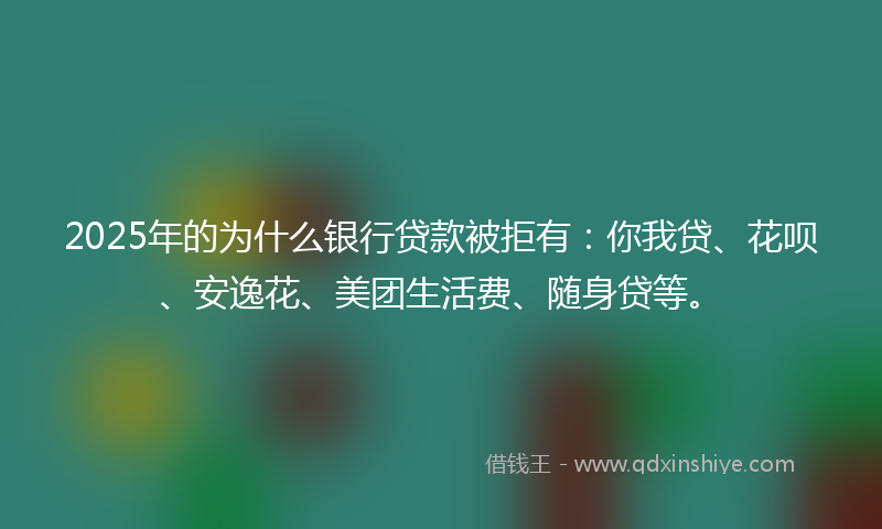2025年的为什么银行贷款被拒有：你我贷、花呗、安逸花、美团生活费、随身贷等。