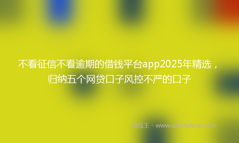 不看征信不看逾期的借钱平台app2025年精选，归纳五个网贷口子风控不严的口子