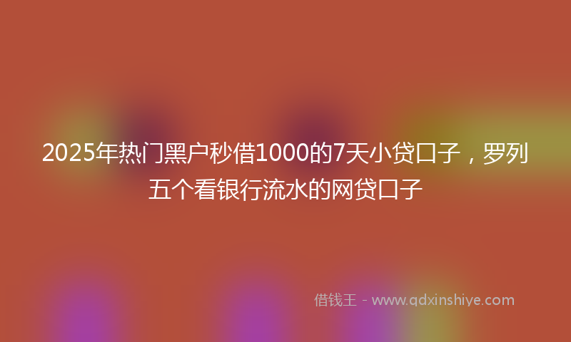 2025年热门黑户秒借1000的7天小贷口子，罗列五个看银行流水的网贷口子