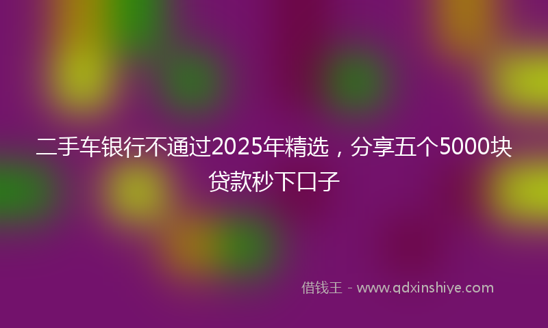 二手车银行不通过2025年精选，分享五个5000块贷款秒下口子