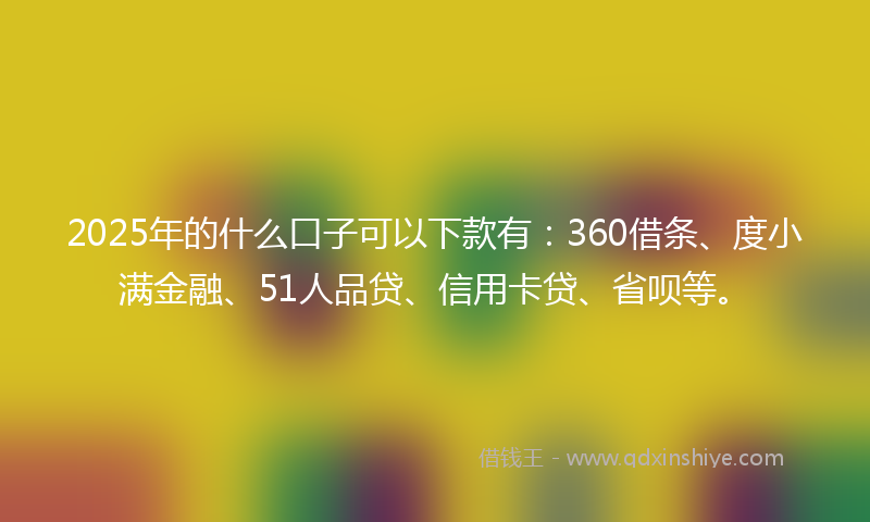 2025年的什么口子可以下款有：360借条、度小满金融、51人品贷、信用卡贷、省呗等。