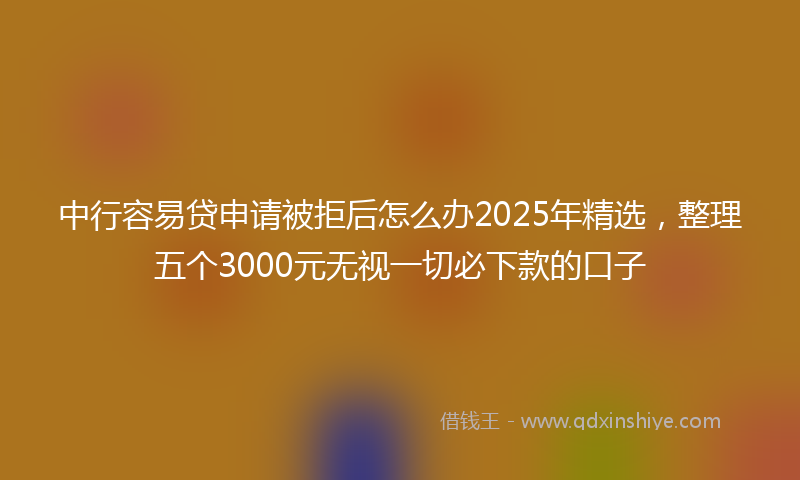 中行容易贷申请被拒后怎么办2025年精选，整理五个3000元无视一切必下款的口子