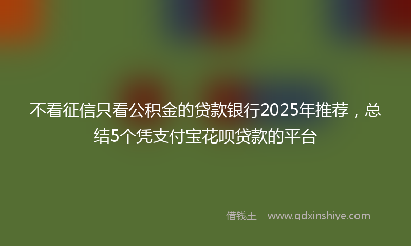 不看征信只看公积金的贷款银行2025年推荐，总结5个凭支付宝花呗贷款的平台