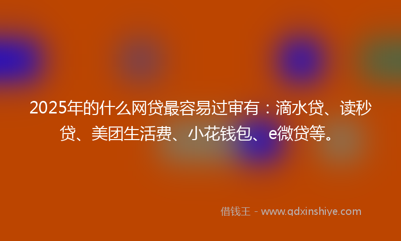 2025年的什么网贷最容易过审有：滴水贷、读秒贷、美团生活费、小花钱包、e微贷等。