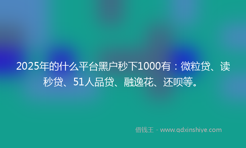 2025年的什么平台黑户秒下1000有：微粒贷、读秒贷、51人品贷、融逸花、还呗等。