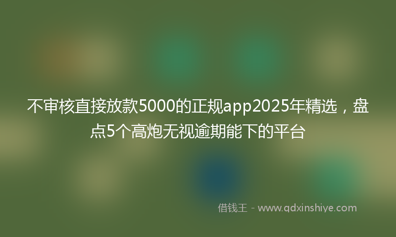不审核直接放款5000的正规app2025年精选，盘点5个高炮无视逾期能下的平台