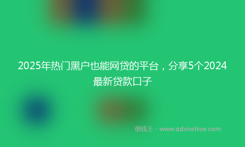 2025年热门黑户也能网贷的平台，分享5个2024最新贷款口子