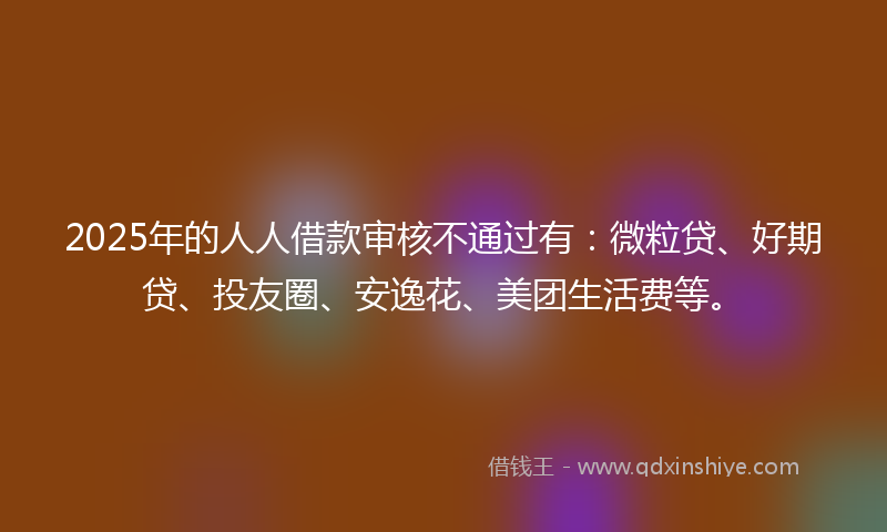 2025年的人人借款审核不通过有：微粒贷、好期贷、投友圈、安逸花、美团生活费等。