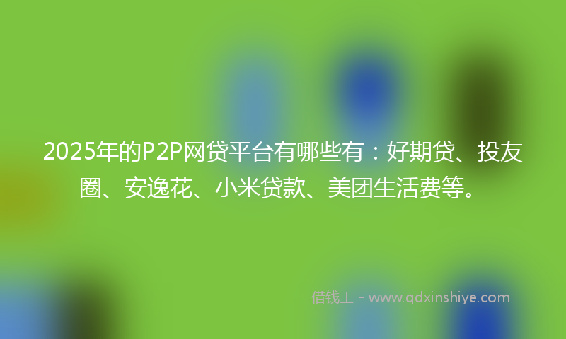 2025年的P2P网贷平台有哪些有：好期贷、投友圈、安逸花、小米贷款、美团生活费等。