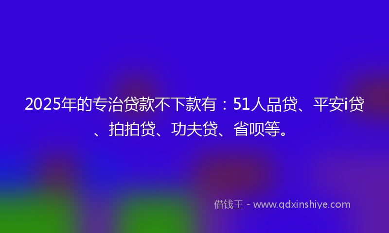 2025年的专治贷款不下款有：51人品贷、平安i贷、拍拍贷、功夫贷、省呗等。