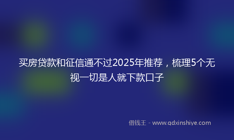 买房贷款和征信通不过2025年推荐，梳理5个无视一切是人就下款口子